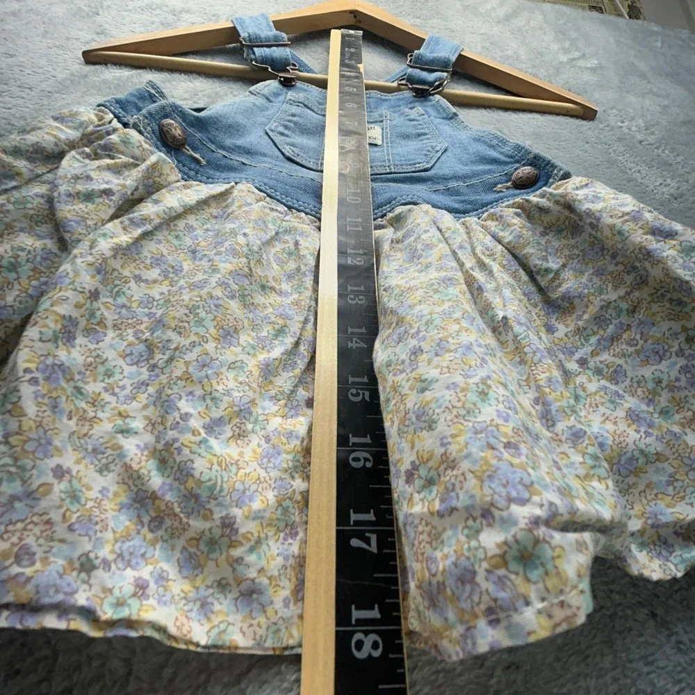 OshKosh Bgosh Baby Girls Denim Floral‎ Overall Dress Blue 18M Vestbak